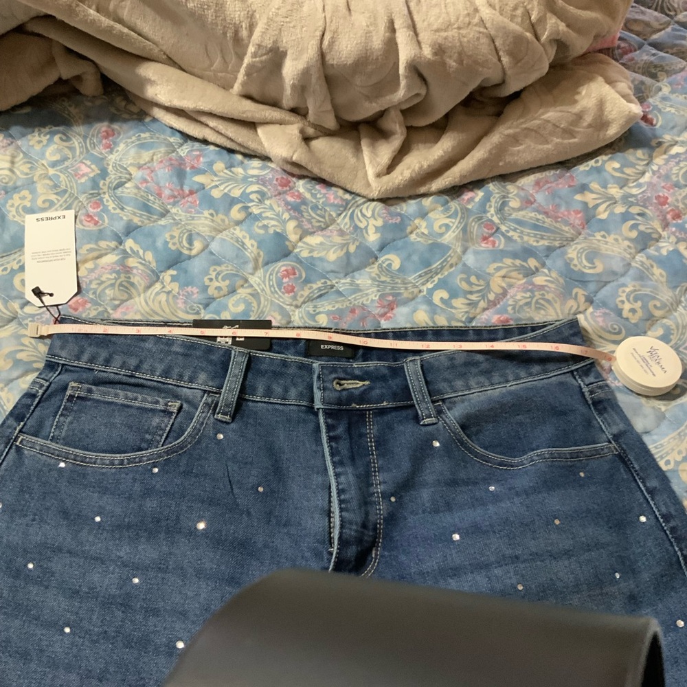 Express Blue Embellished Jeans - Picture 3 of 7